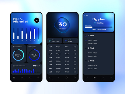 Swimming sport app app application bright dark design gradients information visualization lifestyle minimal plans sport app statistics swim swim tracking swimming ui ux watch