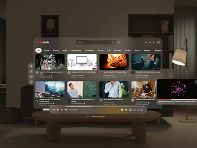 A Seamless YouTube Experience for Apple Vision Pro 3d arexperience immersiveui ui uiuxdesign usercentricdesign virtual reality virtualreality