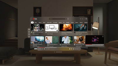 A Seamless YouTube Experience for Apple Vision Pro 3d arexperience immersiveui ui uiuxdesign usercentricdesign virtual reality virtualreality