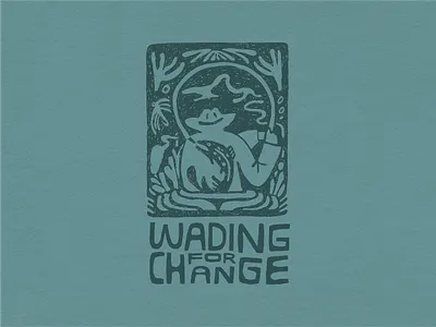 Wading For Change film poster block print branding film fish flyfishing graphic design illustration logo