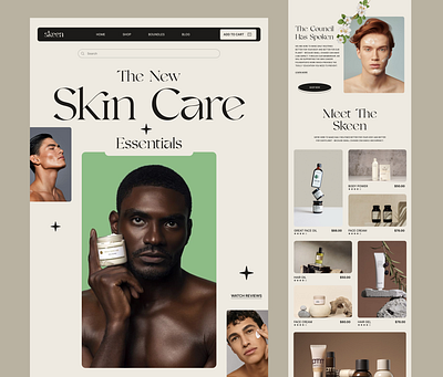 Skeen a Luxury Product Collection Museum for Men minimal modern website skincare ui ux