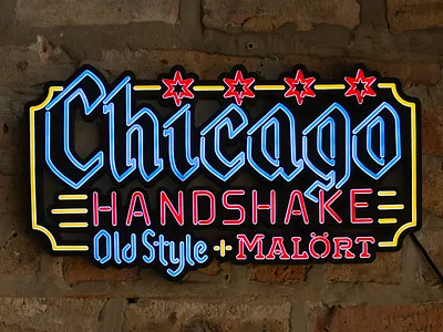 Chicago Handshake - LED Sign bar sign chicago cold beer drinking handshake led sign malort neon sign old style tavern