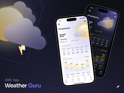 Weather Guru (App Store) 3d animation app app store behance dribbble figma ios like logo top trend ui user interface ux ux research weater
