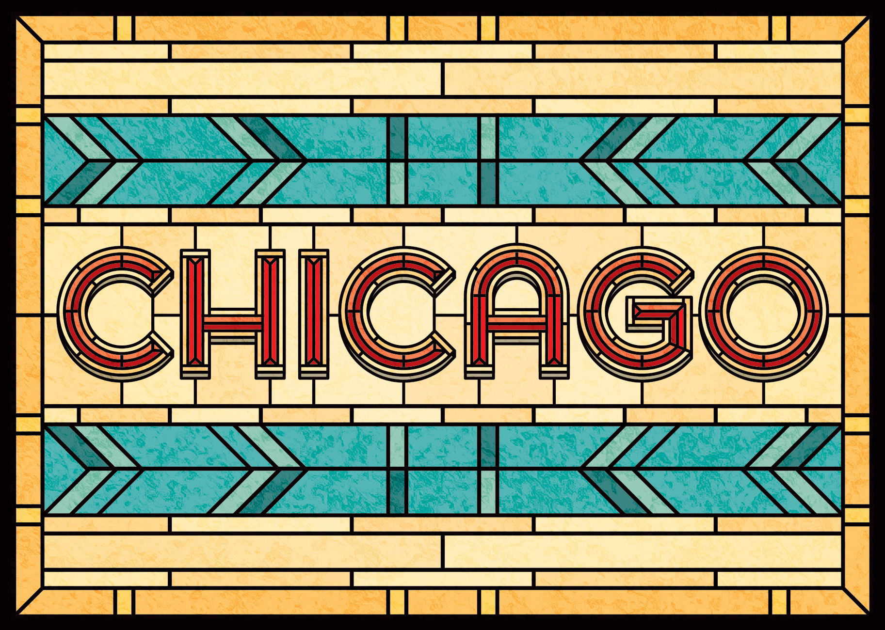 Prairie Style Chicago Flag chicago chicago flag flag frank lloyd wright lettering prairie style stained glass