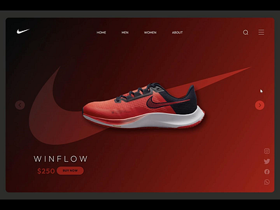 Shoes Website Landing Page with Transition. footwear ui design landing page landing page concept landing page ui nike concept website nike website design shoes website design