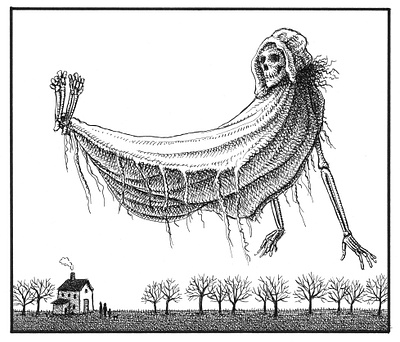 Great Grandmama art artist artwork creepy drawing hand drawn horror illustration ink morbid scary skeleton skull