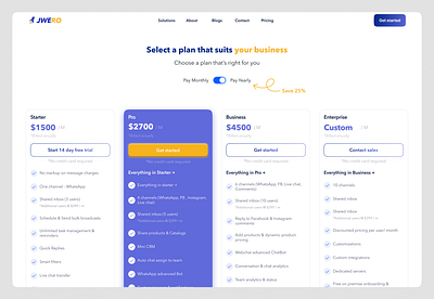 Saas pricing page ui