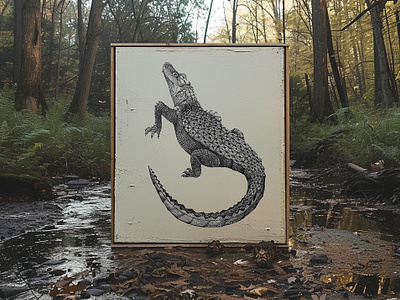 Crocodile Chronicle hand drawn illustration ink