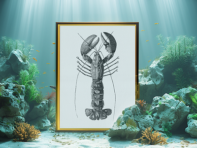 Lobster Luminescence hand drawn illustration ink