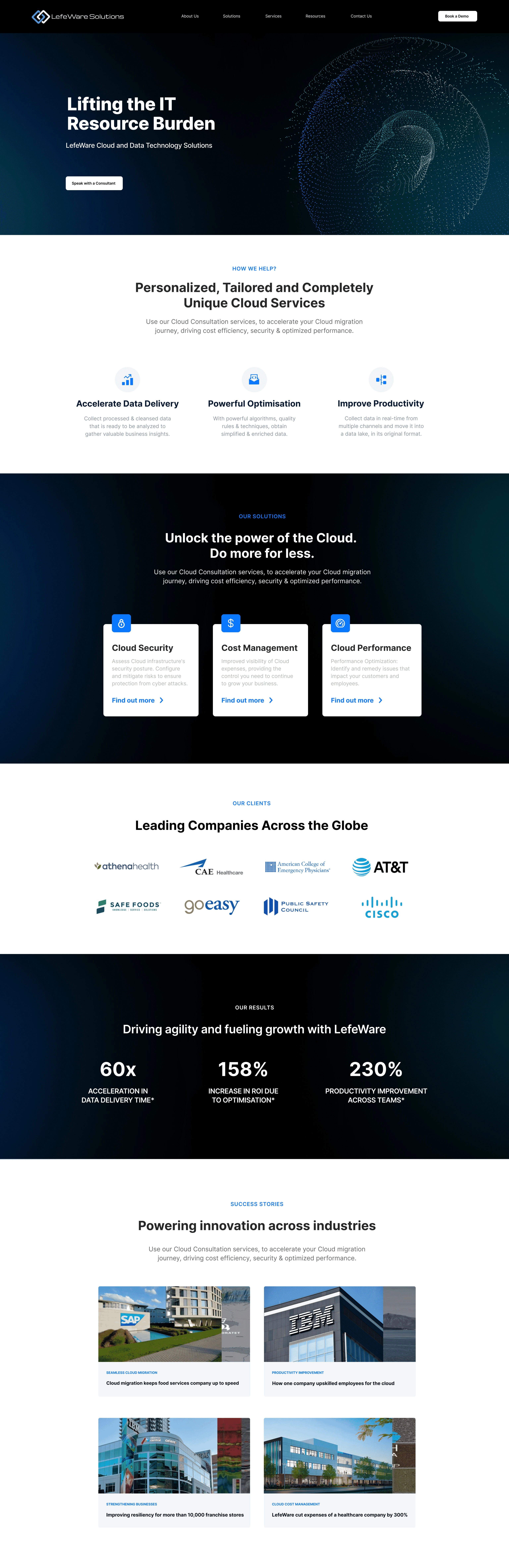 Cloud & Data Solutions Website analytics cloud data design figma solutions ui ux webpage
