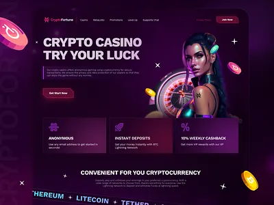 CryptoFortune | Online Casino bet coin cruptocurrency crypto casino dao defi exchange finance gambling graph money online casino swap token trading trading website ui ux wallet web 3.0