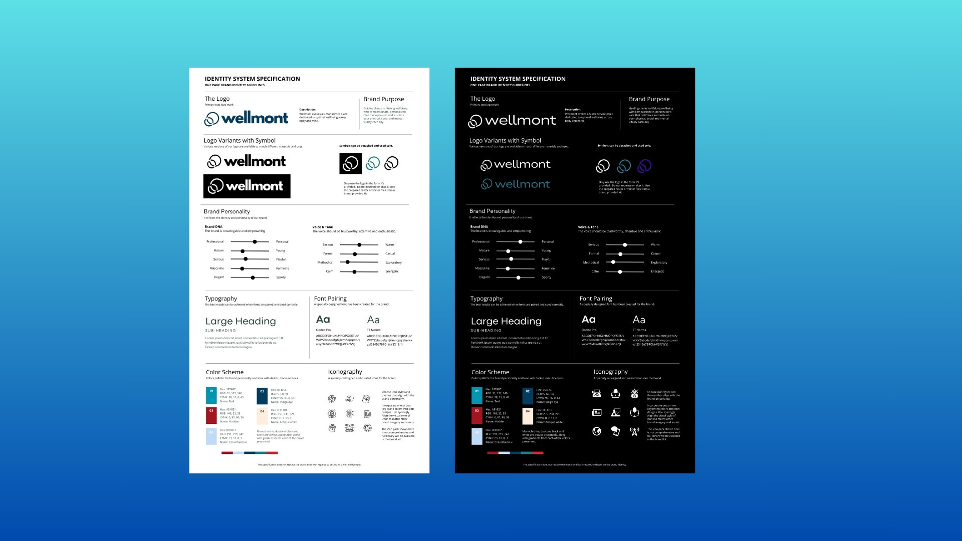 One Page Brand Identity Template art direction brand design branding layout print template