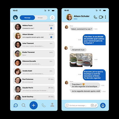 Messagerie application chat conception graphique design graphic design illustration messagerie ui ux