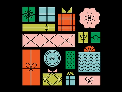 Gift Wrap Obsession christmas christmas illustration color palette geometric art gift gifts holiday illustration present vector art vector illustration