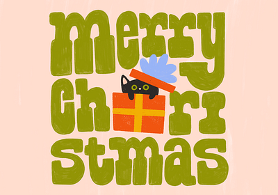 2023 Christmas Card cat cat illustration christmas christmas illustration cute design gift hand lettering illustration lettering texture typography