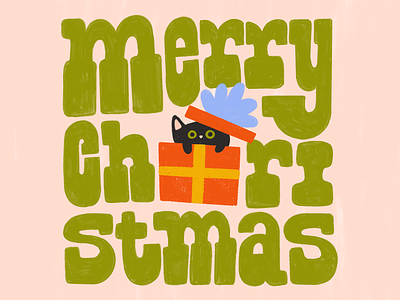 2023 Christmas Card cat cat illustration christmas christmas illustration cute design gift hand lettering illustration lettering texture typography
