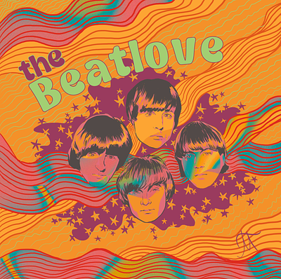 Album design for "the Beatlove" cover band album cover album design dadaism graphic design illustration music design the beatles