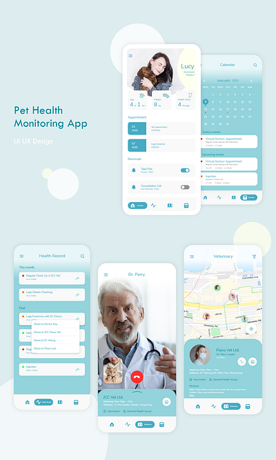 Pet Health App: UX UI Design app design interactive design ui ux