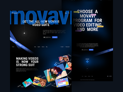 Movavi | Video Suite aplication branding chat bot clean content creator converter design minimal mobile app new platform product simple ui utility ux video video chat video platform web