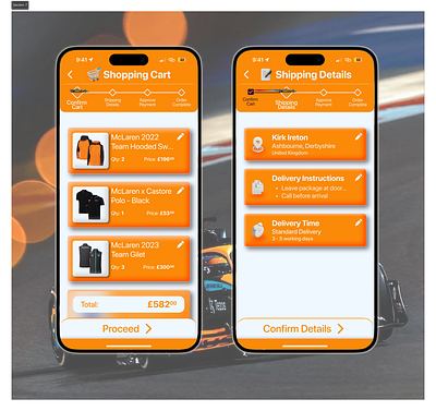 McLaren F1 Order Confirmation daily ui daily ui 02 daily ui 03 design figma formula 1 mclaren f1 mobile app order process ui uiux