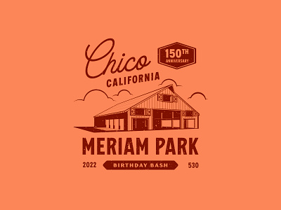 Meriam Park Barn 150th Anniversary Design barn chico illustration park vector vintage