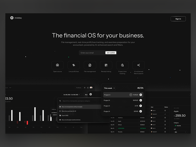 Midday - Financial OS analytics charts dashboard minimal opensource productdesign saas ui web