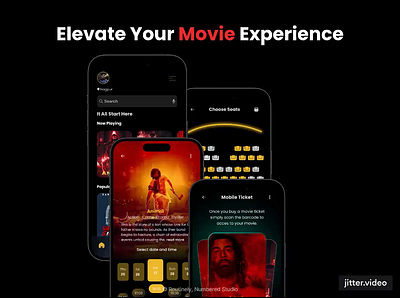 Elevate Your Movie Experience animation booking branding dailyui design graphic design illustration interesting movieapp moviebooking productdesign shots ui video