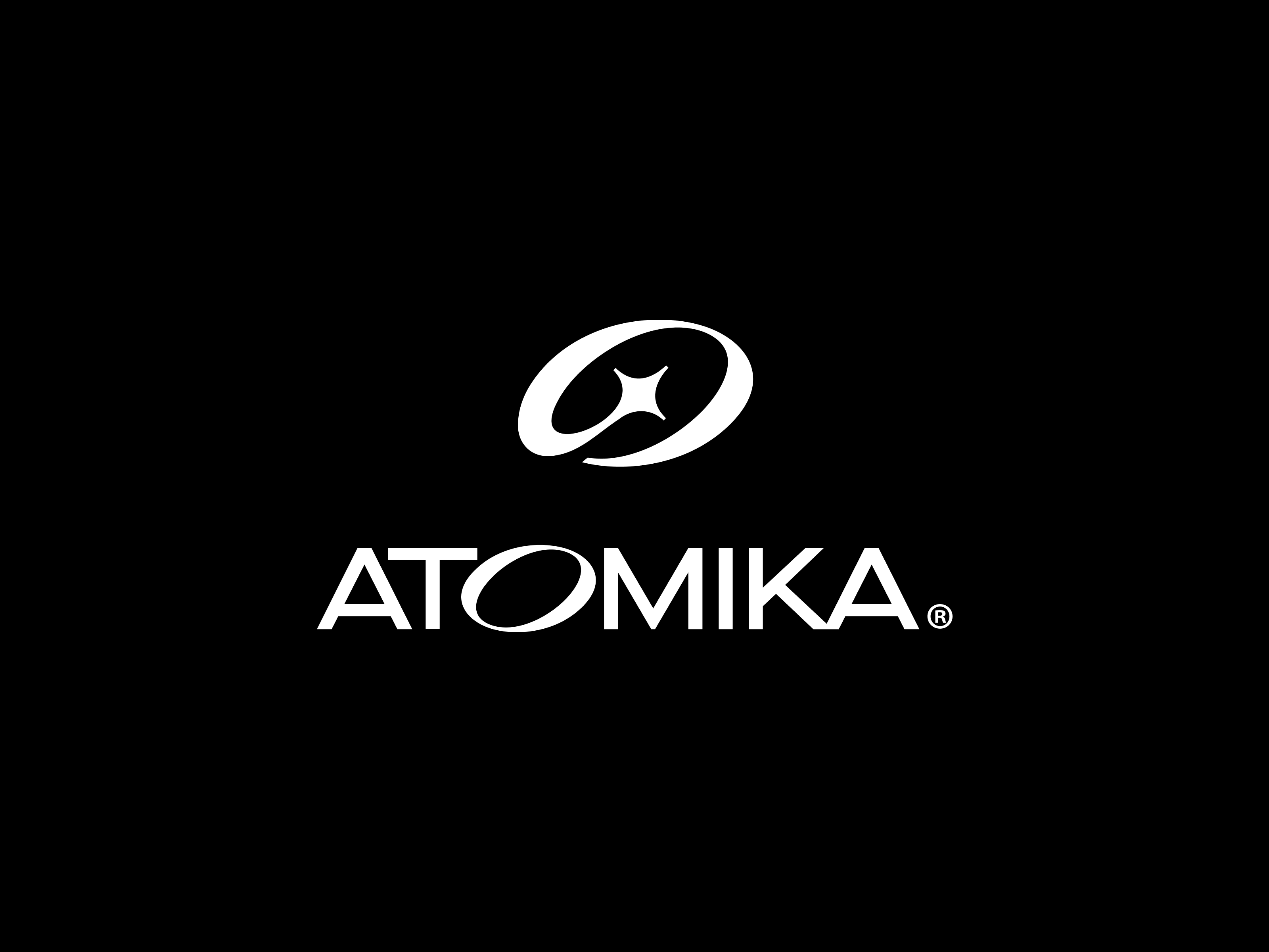 ATOMIKA atomic black branding cosmic futuristic letter o logo logo design minimal o simple simple logo space star white