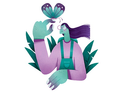 Entomologist butterfly character character design editorial illustration entomologist entomology illustration science scientist spot illustration women in science