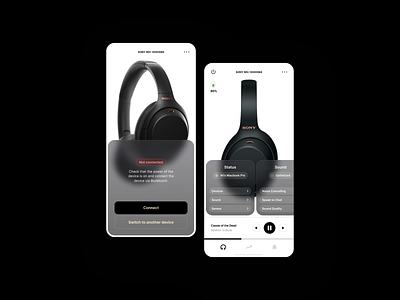 Sony headphones app app app design glass glassmorphism grey headphones minimal mobile mobile app ui ui design ux white
