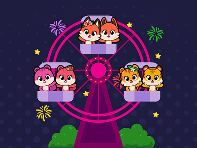 Animals on the wheel of fortune animals art baby children cute digital illustration fair illustration illustration for children illustration for kids kawai kids mom night product products redbubble vector wheel of fortune