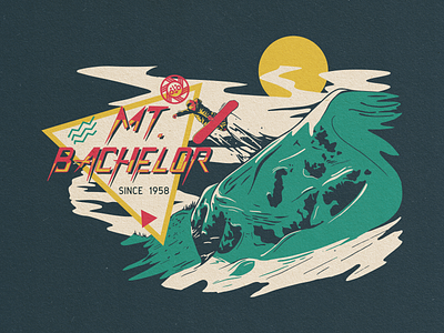 Mt. Bachelor 90s apparel branding design graphic design illustration logo outdoors screenprint ski snowboard vector vintage