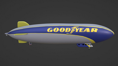 3D Goodyear Blimp Model For Unity Game Engine and P3D Flight Sim 3d modeling blimp game engine game model p3d texturing unity vehicle
