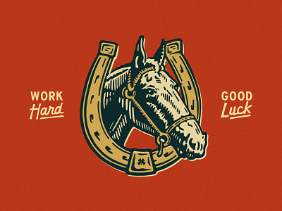 Happy New Year branding good luck horse horseshoe illustration luck lucky shamrock vintage western