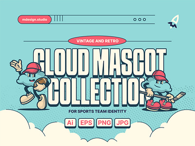 Vintage and Retro Cloud Mascot Collection branding character clothes cloud esport graphic design illustration logo mascot retro sport vintage
