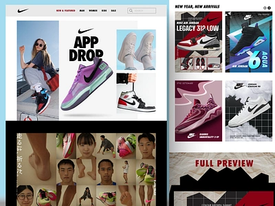 Nike-Website Poster fashion layout lifestyle nike nike poster poster poster design running shoes shopping sneaker sport sportwear store ui ux ui design uidesign web web design website