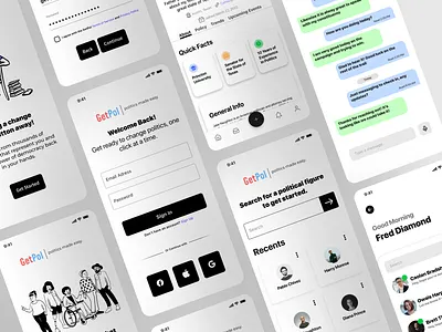 GetPol - Political Messaging App app branding case study design graphic design illustration logo mobile mobile design portfolio ui ux
