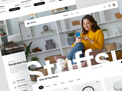 Stuffsus - Home Stuff E Commmerce design e commerce ecommerce electronic home home things interface landing page marketplace online shop online store shopify shopping speaker store ui ux web web design website