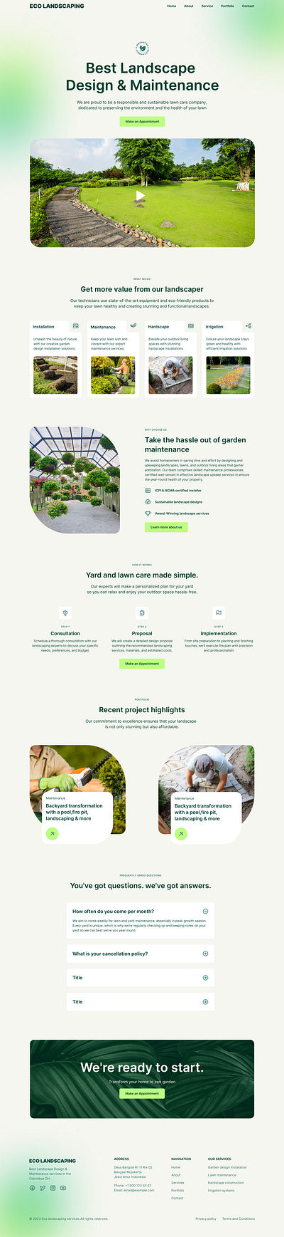 Free landscaping services elementor kit design elementor figma landingpage landscaping minimal ui web wordpress