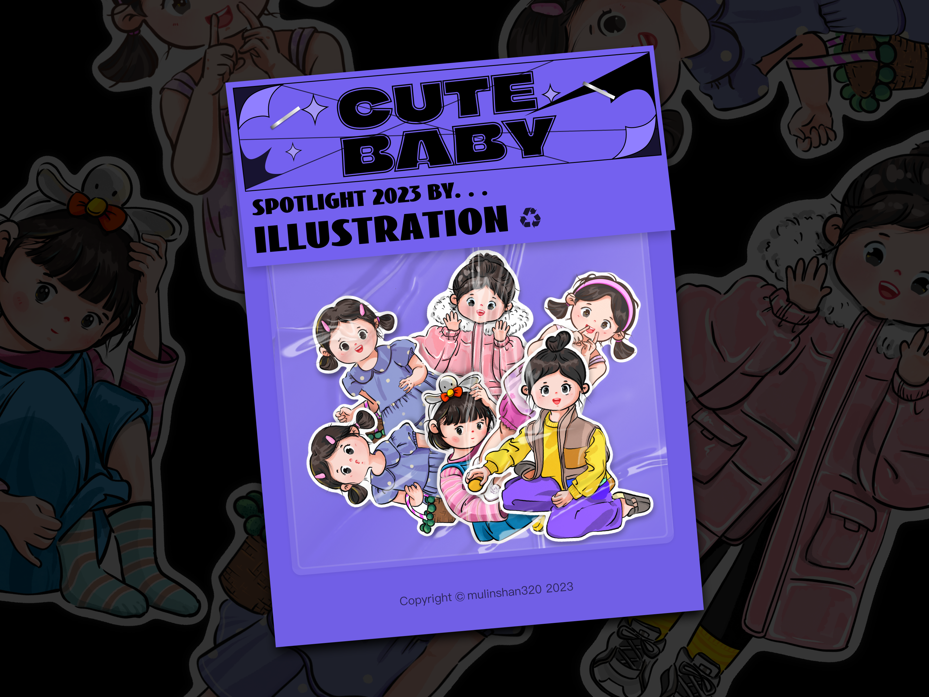 Cute babies card graphic design illustration ui