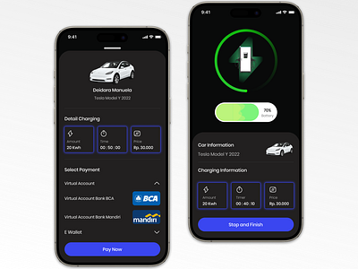 Charging App - Electric Car Vehicle "Charging Process" android app best car charging dark design elecrtric ios mobile mode payment ui ux vehicle