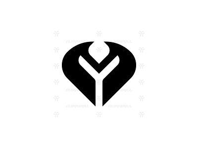 Letters My Or Ym Love Logo art branding design elegant flat fly graphic design heart initial letter logo love m minimal monogram my simple wing y ym