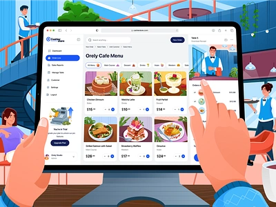 Cashier Store: Saas POS Dashboard 💸 app cafe cashier clean dashboard design drinks food illustration ipad management menu order orely pos pro feature restaurant saas ui web application