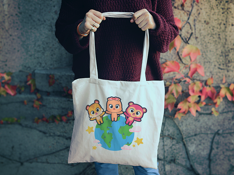 Animals for Planet earth day animals art baby children cute digital illustration earth earth day for kids girls illustration illustration for children kawai kids mom planet products tote bag vector
