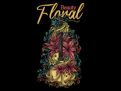 Floral Gitar Illustration flower