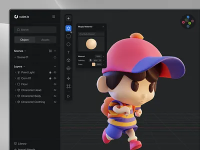 cube.io - 3D Web Based Editor 3d editor 3d editor website 3d model 3d saas 3d web app appbuilder odamastudio saas spline ui ui design user interface web app website website design