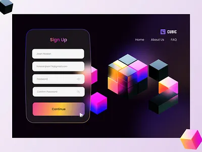 Sign up Page UI Inspiration 3d android app ui glass effect gradient inspiration ios landing page log in design microsoft sign up design spline ui ux website design