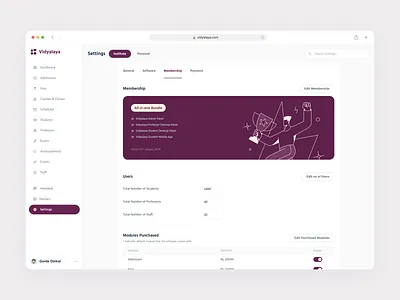 Membership Settings clean education payment payment design payment settings product design saas design school settings subscription subscription settings ui ui design web design
