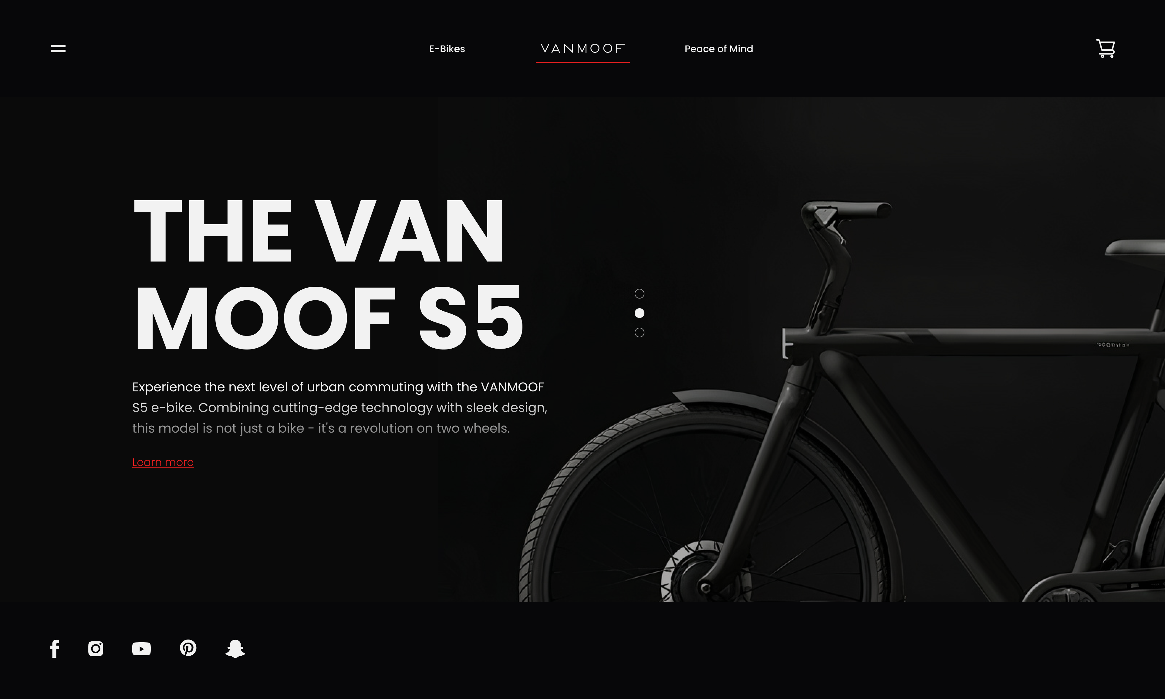 VanMoof S5 Landing Page black dark mode landing page light mode red ui vanmoof white