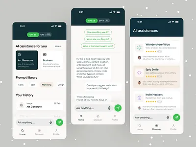AI App UI ai ai app ai app ui ai tool ai writer app artificial intelegence assistence design get subscription image generate ios app machine learning mobile ofspace personal assistance subscription plan text generate translate ui
